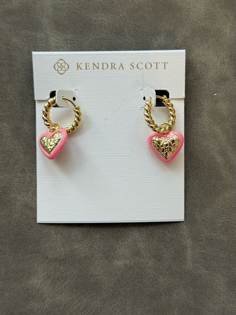 Kendra Scott Gold-Tone Hoop Earrings with Pink Heart Charms